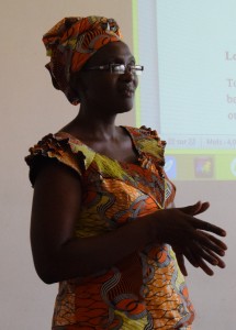 Friends Women's Association coordinator Parfaite Ntahuba gives a presentation. FWA works in Burundi to address gender-based violence