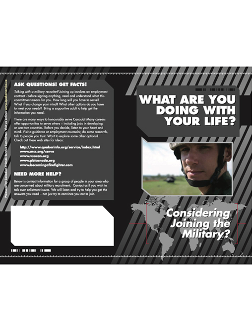 Brochure for young people considering joining the military