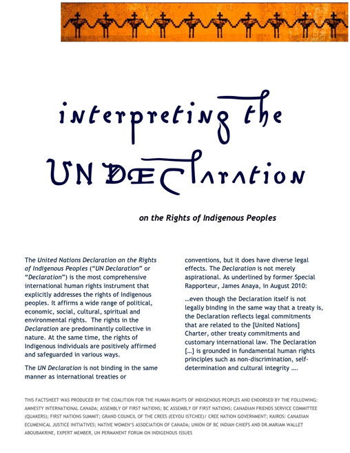 Interpreting the UN Declaration on the Rights of Indigenous Peoples.