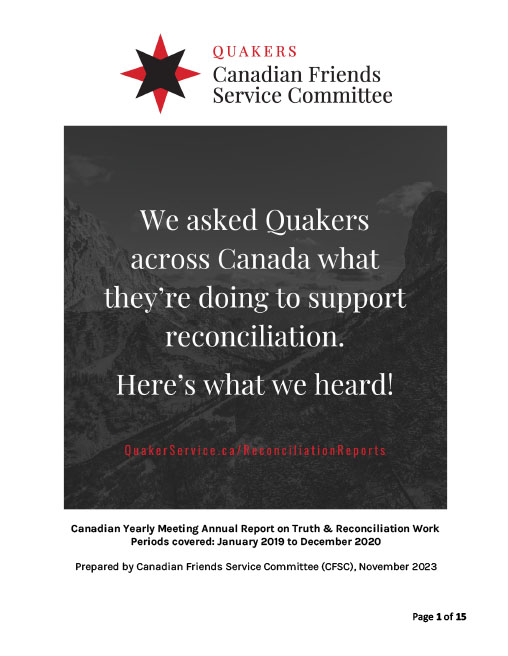 Cover page of report on Quakers’ work for reconciliation (2020)