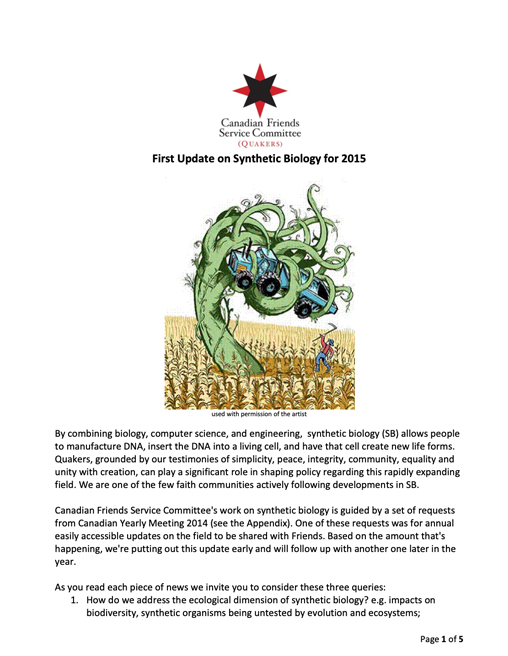 Update on synthetic biology no1 2015