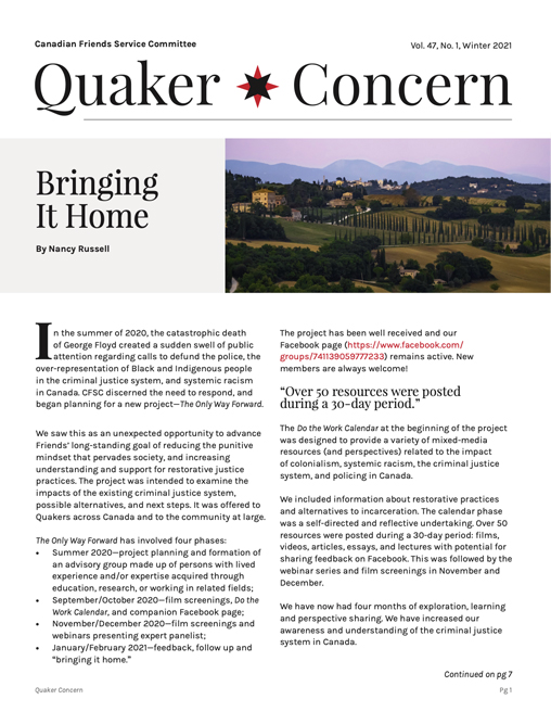 Quaker Concern Winter 2021
