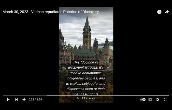A 90 second video from Canadian Friends Service Committee explains why Quakers repudiated the racist doctrine of discovery in 2013.