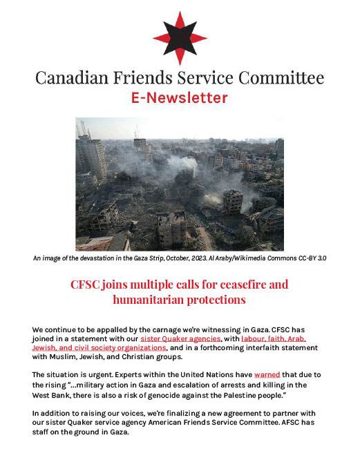 October E-News #2, Canadian Friends Service Committee (Quakers)
