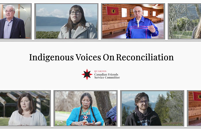 Stills from Indigenous Voices on Reconciliation video series by Canadian Friends Service Committee (Quakers)