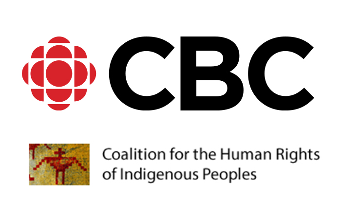 Logos of the CBC and the Coalition for the Human Rights of Indigenous Peoples on a white background