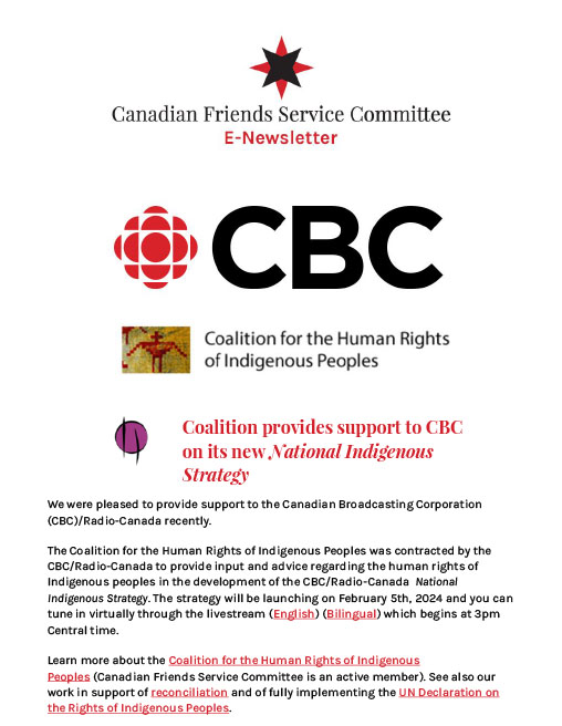 Canadian Friends Service Committee February 2024 E-News