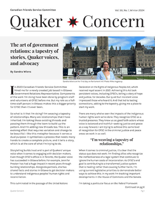 Quaker Concern Winter 2024 cover