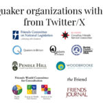 Logos of 10 Quaker organizations that withdrew from Twitter/X in a coordinated action on December 16, 2024