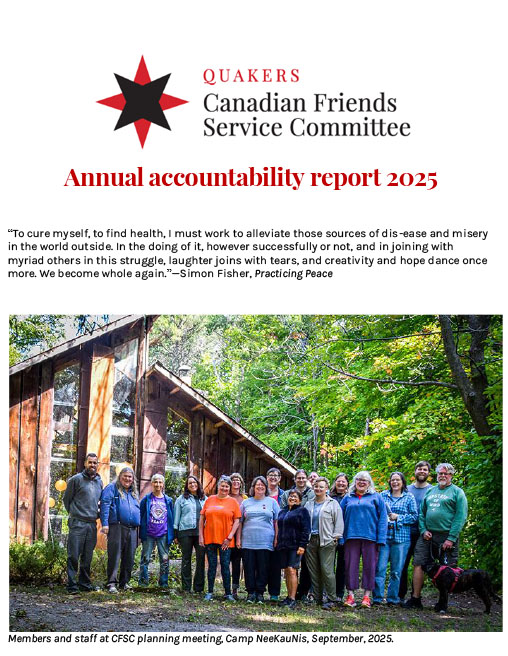 Cover of the 2025 Annual Accountability Report from Canadian Friends Service Committee (Quakers)
