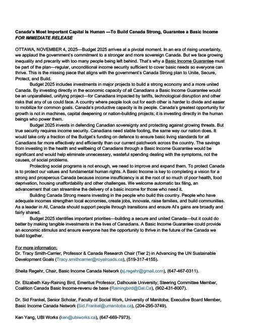 Canada’s Most Important Capital Is Human — To Build Canada Strong, Guarantee a Basic Income 