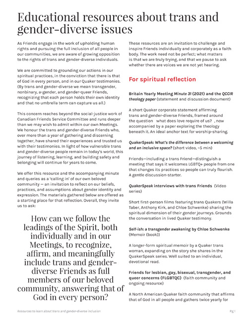 Educational resources about trans and gender-diverse issues handout (2026)