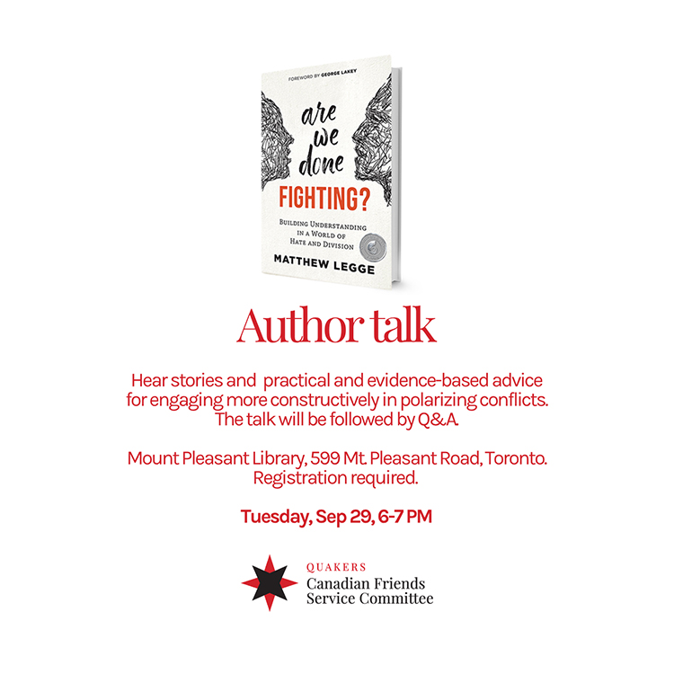 Are we done fighting author talk, Toronto Public Library, Sep 29, 2026